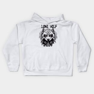 Lone Wolf Tribal Art Kids Hoodie